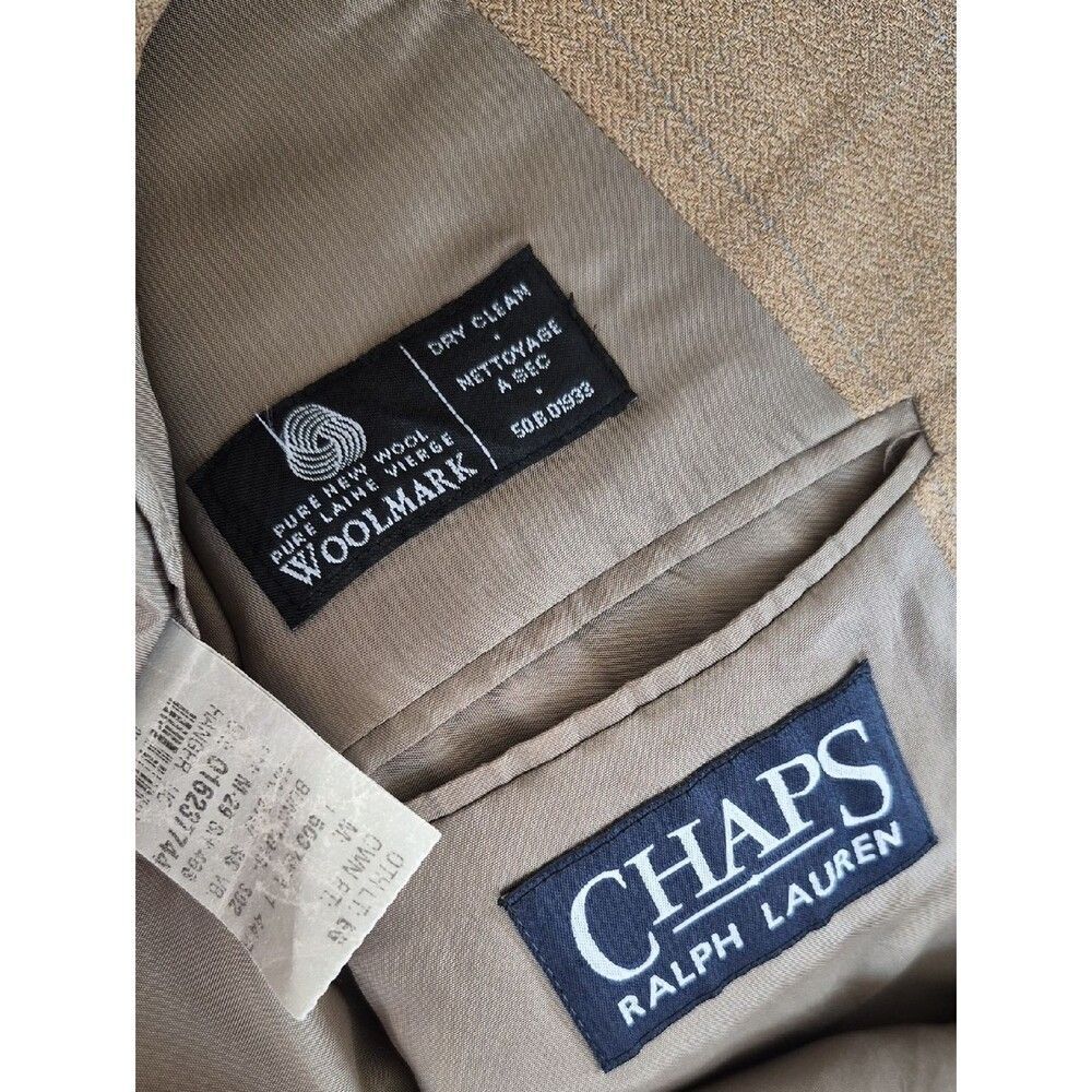 Chaps 100% Wool Three Button Smooth Blazer W/herringbone Pattern Sz 48R - Picture 6 of 17